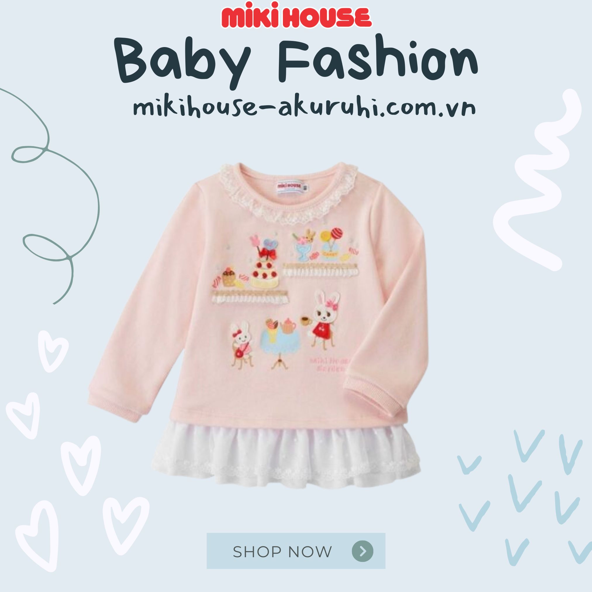 Áo thun kiểu tay dài cho bé gái đi học 2023 - MIKIHOUSE VIETNAM